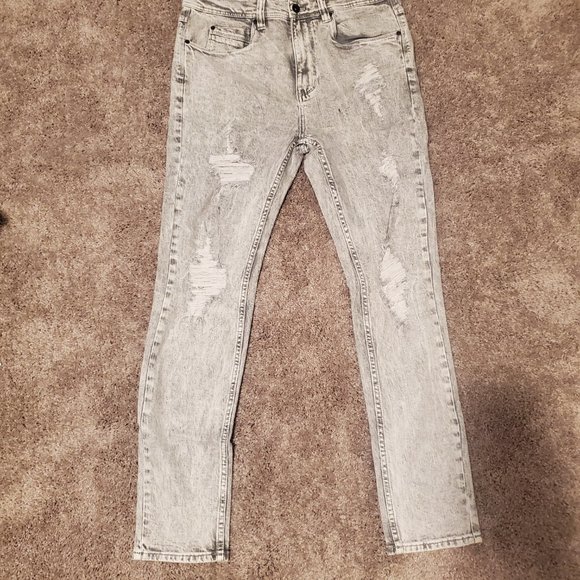 Empyre Skinny Jeans - Light Grey - Distressed Style - SZ 32 - Barely Worn - Picture 3 of 5